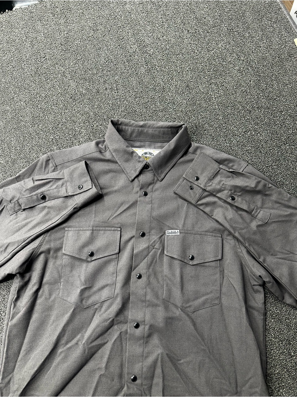 Black Dragon Mfg. Flannel Long Sleeve Snap Shirt Size L - Dixxon Biker Style